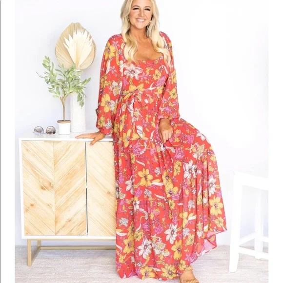 chinese dress ladies REWIND KNIT MAXI DRESS | CHERRY TOMATO — THIRD FORM